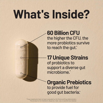 NatureWise Probiotika 60 Milliarden KBE - 17 Stämme + Organische Präbiotika - Immun-, Verdauungs- und Darmgesundheitsunterstützung für Frauen und Männer - Vegetarisch, Glutenfrei, Ohne Gentechnik - 30 Kapseln [1-Monatsvorrat]