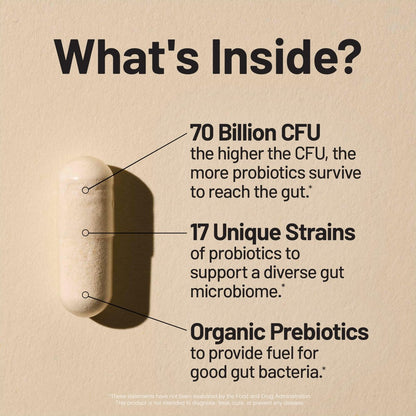 NatureWise Probiotika 70 Milliarden KBE - 17 Stämme + Organische Präbiotika - Unterstützung für Immunsystem, Verdauung & Darmgesundheit für Frauen & Männer - Vegetarisch, Glutenfrei, Ohne Gentechnik - 30 Kapseln [1-Monatsvorrat]