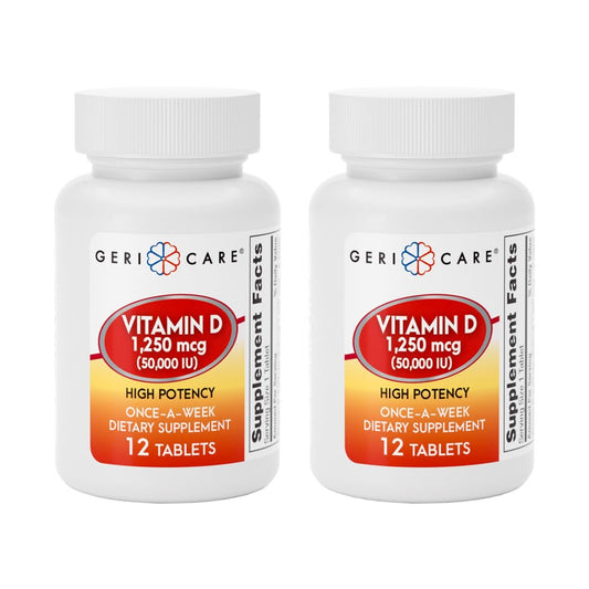 GeriCare Vitamin D 1.250 mcg (50.000 IE) Hochdosiert – Unterstützt Knochendichte, Muskelgesundheit, Immunfunktion und Kalziumaufnahme – Einmal wöchentliches Nahrungsergänzungsmittel, 12 Kapseln (2er-Pack)