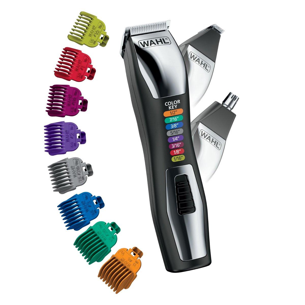 Wahl Color Pro All-in-One Wiederaufladbarer Kabelloser Farbcodierter Barttrimmer mit Detail-Augenbrauentrimmer und Rotations-Nasenhaartrimmer für Männer - Modell 3025945