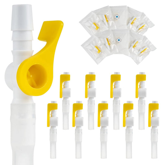 10er-Pack Ximter Comfort Flow Katheterventile – Steril, einfach zu bedienender Hebelhahn, glatte Kanten und Schlauch für optimalen Harnablaufkomfort