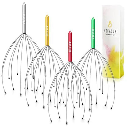 HOFASON Kopfkratzer - 4er-Pack Kopfmassagegerät – Lustige Weihnachtsgeschenke für Erwachsene, Männer, Frauen, Teenager – Kleinigkeiten für den Nikolausstiefel