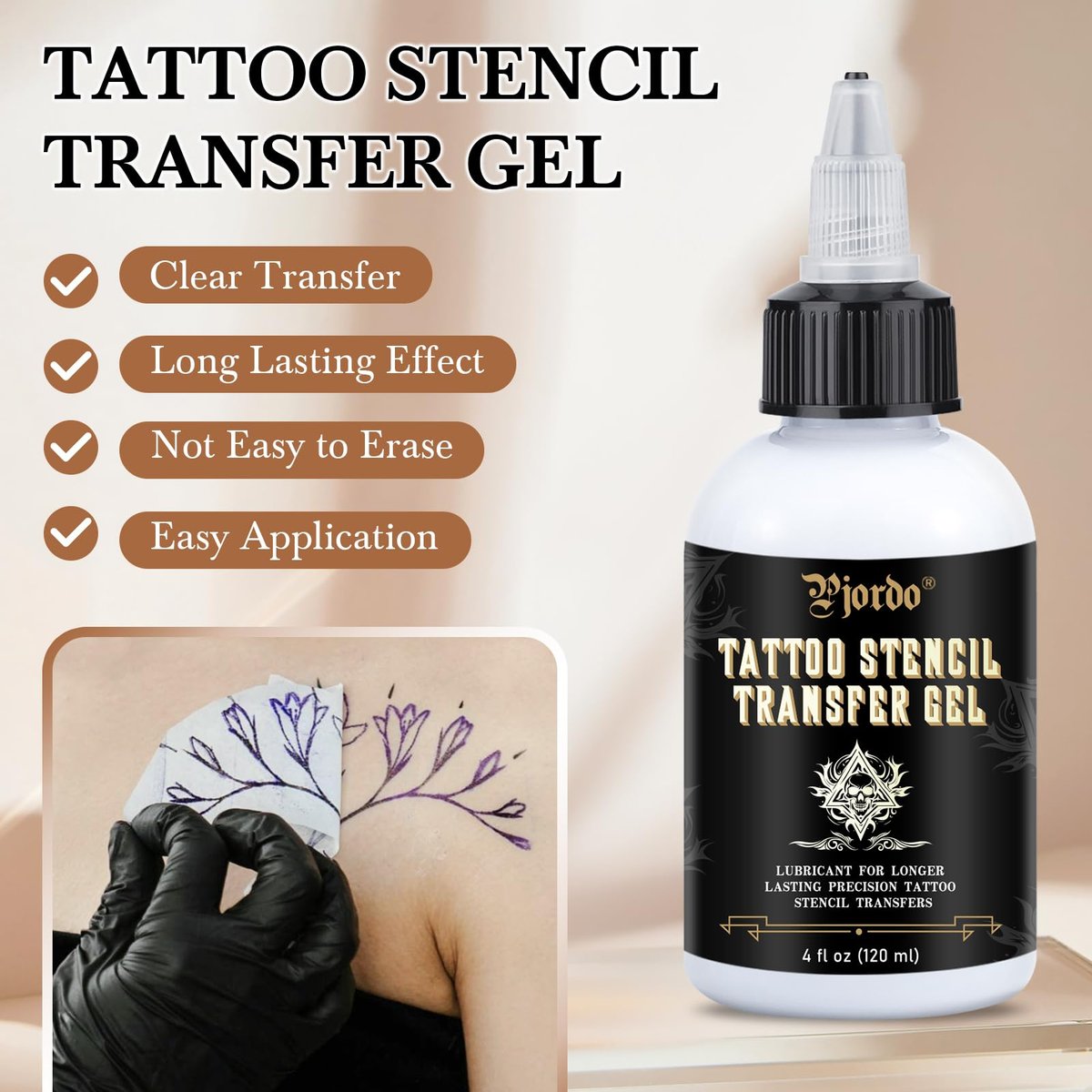 Pjordo 2er-Pack Tattoo-Schablonen-Transfergel-Lösung, 8oz Tattoo-Transfergel für Aufkleberpapier, Stencil Magic Cream für Tätowierer & Anfänger, temporäre Zubehör