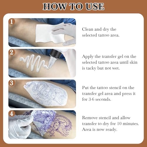 Pjordo 2er-Pack Tattoo-Schablonen-Transfergel-Lösung, 8oz Tattoo-Transfergel für Aufkleberpapier, Stencil Magic Cream für Tätowierer & Anfänger, temporäre Zubehör
