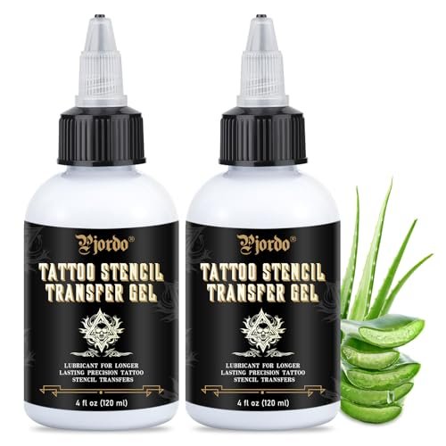 Pjordo 2er-Pack Tattoo-Schablonen-Transfergel-Lösung, 8oz Tattoo-Transfergel für Aufkleberpapier, Stencil Magic Cream für Tätowierer & Anfänger, temporäre Zubehör