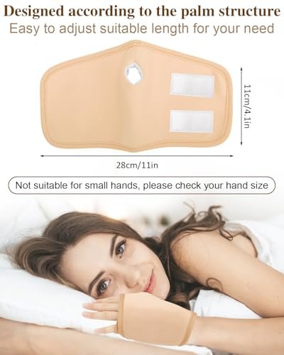 Uwbettry 2er-Pack Rizinusöl-Wickel für Hände, wiederverwendbare Bio-Baumwoll-Pads, selbstklebende, verstellbare Handwickel, auslaufsicher, bequeme Passform (Khaki)