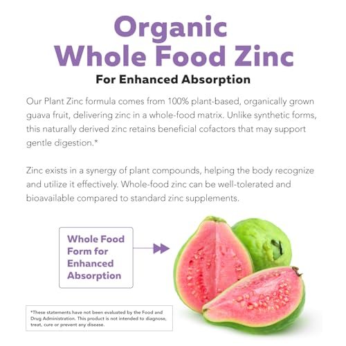 Bio-Zink 25 mg | Nahrungsergänzungsmittel aus Vollwertkost | Gewonnen aus Bio-Obst, elementares Zink - Wasserextrahiert, vegan, gentechnikfrei - essentielles Mineral, Antioxidans, Immununterstützung, Haut - 60 Portionen