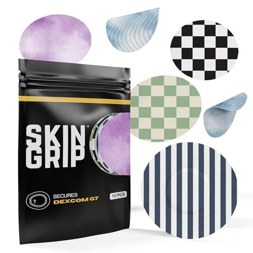 Skin Grip Klebepflaster kompatibel mit Dexcom G7 & Stelo CGM – Wasserdichte & schweißresistente Abdeckung für kontinuierlichen Glukosemonitor-Sensor, sicherer Halt für 10-15 Tage – 10er Pack, Classic Pack