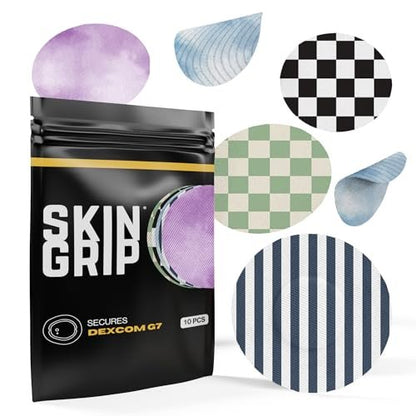 Skin Grip Klebepflaster kompatibel mit Dexcom G7 & Stelo CGM – Wasserdichte & schweißresistente Abdeckung für kontinuierlichen Glukosemonitor-Sensor, sicherer Halt für 10-15 Tage – 10er Pack, Classic Pack