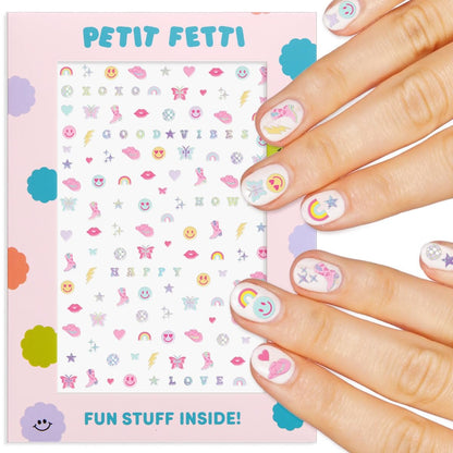 xo, Fetti Party Preppy Nagelaufkleber | 496 Sticker | Mädchen Party Accessoire, Regenbogen Junggesellinnen-Deko, Smiley Geburtstags-Maniküre, Schmetterling Aufkleber