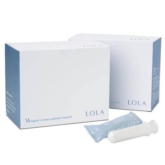 LOLA Bio-Tampons – Reguläre Saugstärke, 32 Stück – Bulk Tampons für Frauen mit BPA-freiem Kunststoff-Applikator & hypoallergenes, toxin-freies Hygieneprodukt