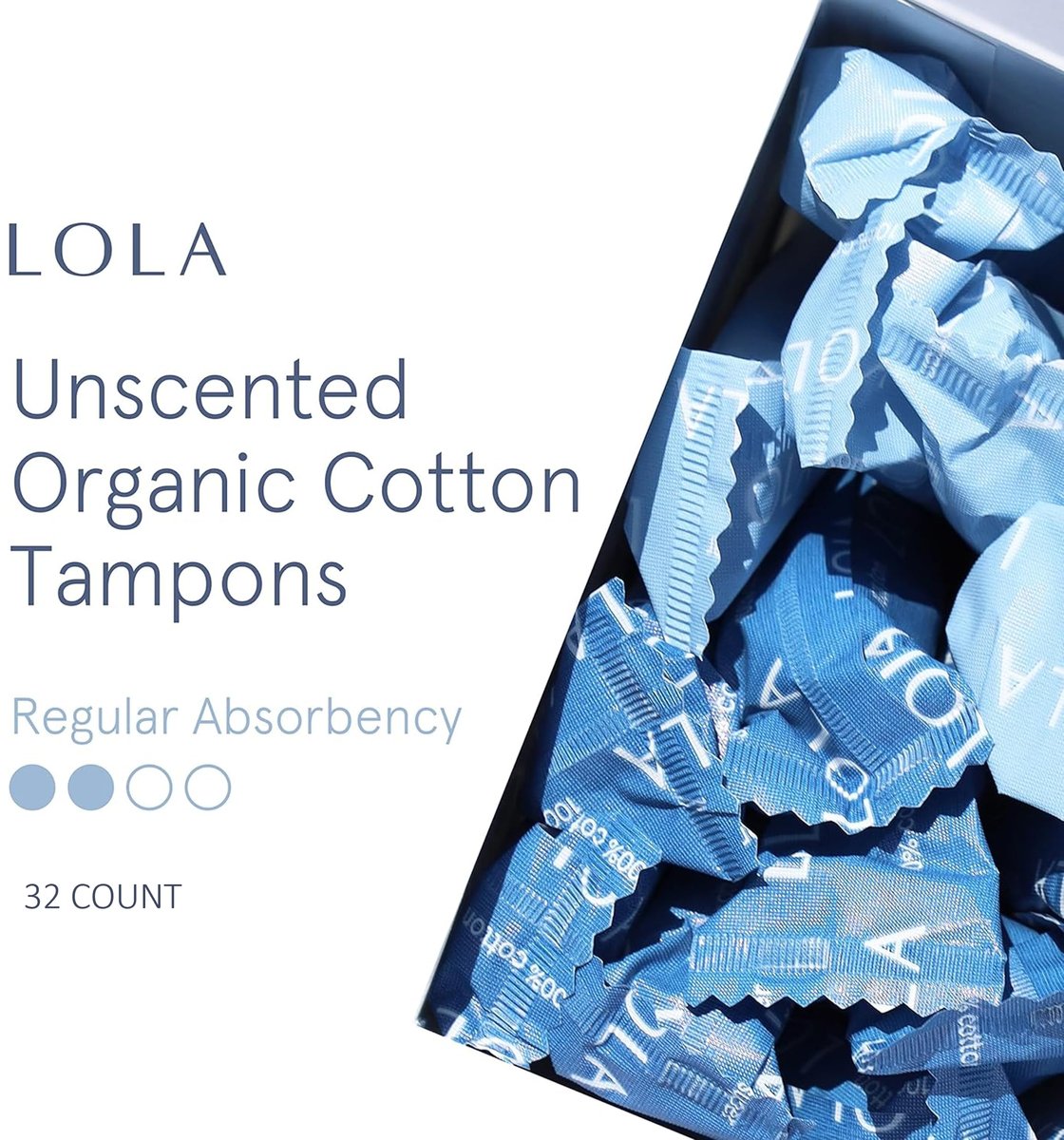 LOLA Bio-Tampons – Reguläre Saugstärke, 32 Stück – Bulk Tampons für Frauen mit BPA-freiem Kunststoff-Applikator & hypoallergenes, toxin-freies Hygieneprodukt