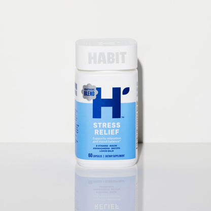 Habit Stress Relief Supplement 2er-Pack (120 Kapseln) - Neues Design, Unterstützt Entspannung & Stimmungsbalance, Vitamin B, Adaptogene, Melisse, Beruhigend, Vegan, Nicht-GVO