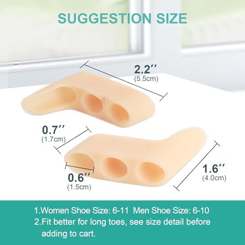 Welnove Gel Zehenspreizer für den kleinen Zeh – 8er-Pack Zehenspacer, Ballenpolster für Damen und Herren, Silikon-Zehenschützer gegen Reibung und Druck – FSA/HSA-förderfähig (Beige)