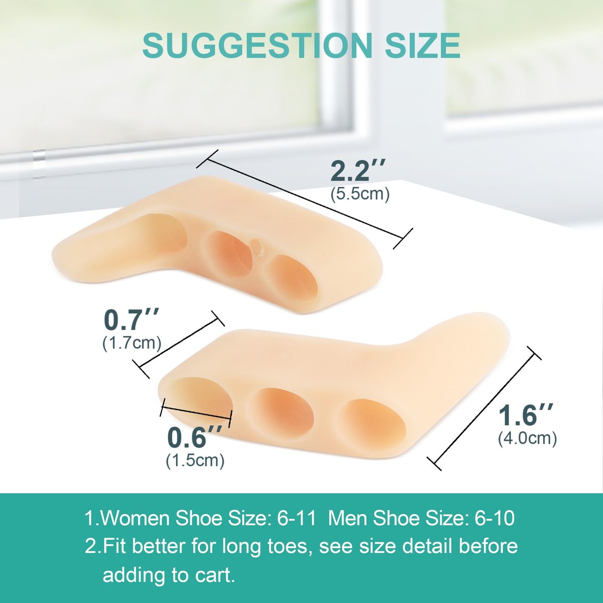Welnove Gel Zehenspreizer für den kleinen Zeh – 8er-Pack Zehenspacer, Ballenpolster für Damen und Herren, Silikon-Zehenschützer gegen Reibung und Druck – FSA/HSA-förderfähig (Beige)