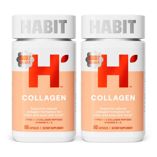 Habit Collagen Supplement 2er-Pack (120 Kapseln) – 2000 mg Kollagenpeptide, Vitamin C & Vitamin E für Hautgesundheit und Antioxidantien, Nicht-GVO, Glutenfrei