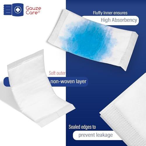 GauzeCare Sterile Bauchkompressen 5x9 Zoll 20er-Pack | Extra saugfähig & dick, einzeln verpackte Kombipressen mit nicht haftender Außenschicht für stark blutende Wunden | Perfekt für Erste-Hilfe-Sets (IFAKs)