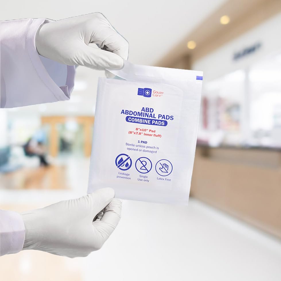 GauzeCare Sterile Abdominal-ABD Combine Pads | 24er-Pack, 20x25 cm | Extra saugfähig & dick, einzeln verpackte Wundauflage, Erste-Hilfe-Pads | Chirurgische Qualität, nicht haftend für starke Sekretion, postoperativ