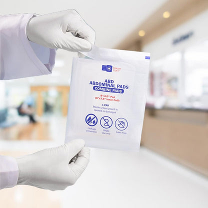 GauzeCare Sterile Abdominal-ABD Combine Pads | 24er-Pack, 20x25 cm | Extra saugfähig & dick, einzeln verpackte Wundauflage, Erste-Hilfe-Pads | Chirurgische Qualität, nicht haftend für starke Sekretion, postoperativ