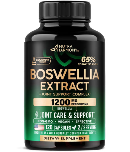 Boswellia 1200 mg - Boswellia-Extrakt mit Kurkuma, Hyaluronsäure, MSM und SAMe - Gelenkgesundheit & Beweglichkeit - 65 % Boswelliasäure - Laborgeprüft - 120 Kapseln