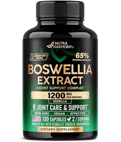 Boswellia 1200 mg - Boswellia-Extrakt mit Kurkuma, Hyaluronsäure, MSM und SAMe - Gelenkgesundheit & Beweglichkeit - 65 % Boswelliasäure - Laborgeprüft - 120 Kapseln
