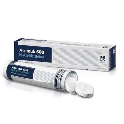 Acemuk N-Acetylcystein - NAC 600 mg - NAC Nahrungsergänzung - Antioxidans & Glutathion-Unterstützung - 20 leicht absorbierbare Tabletten (1 Packung)