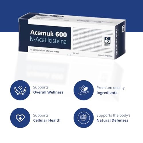Acemuk N-Acetylcystein - NAC 600 mg - NAC Nahrungsergänzung - Antioxidans & Glutathion-Unterstützung - 20 leicht absorbierbare Tabletten (1 Packung)