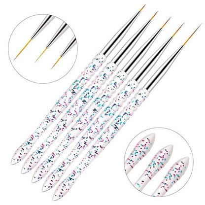 FULINJOY Nagel-Dotting-Werkzeug-Set 10-teilig – 5 Doppelspitzen-Dotter und 5 Nail-Art-Liner-Pinsel für kreative Nageldesigns