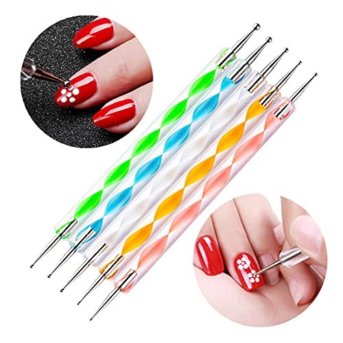FULINJOY Nagel-Dotting-Werkzeug-Set 10-teilig – 5 Doppelspitzen-Dotter und 5 Nail-Art-Liner-Pinsel für kreative Nageldesigns