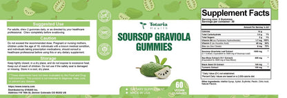 Totaria Zuckerfreie Soursop-Öl Graviola Sea Moss Gummies - Unterstützt Verdauung, Schlaf, Hautgesundheit, Immunität & Antioxidantien - Guanabana-Frucht mit Sea Moss, 150 mg Schwarzkümmelöl, Bio, Nicht-GVO, Vegan