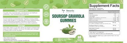 Totaria Zuckerfreie Soursop-Öl Graviola Sea Moss Gummies - Unterstützt Verdauung, Schlaf, Hautgesundheit, Immunität & Antioxidantien - Guanabana-Frucht mit Sea Moss, 150 mg Schwarzkümmelöl, Bio, Nicht-GVO, Vegan