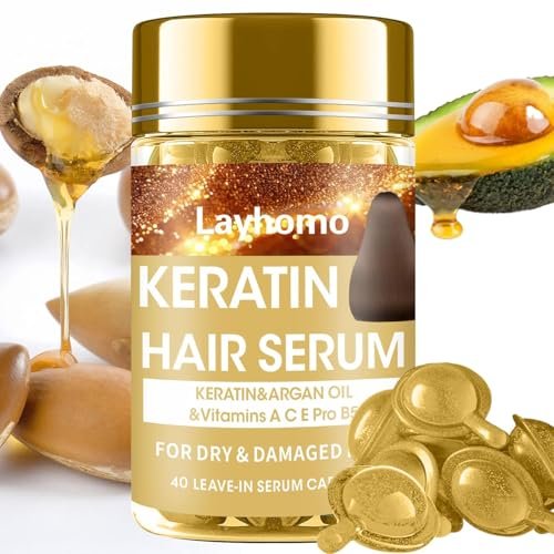 Keratin Haarserum für trockenes und geschädigtes Haar – Leave-in Anti-Frizz Conditioner mit Arganöl und Vitaminen – für alle Haartypen