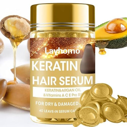 Keratin Haarserum für trockenes und geschädigtes Haar – Leave-in Anti-Frizz Conditioner mit Arganöl und Vitaminen – für alle Haartypen