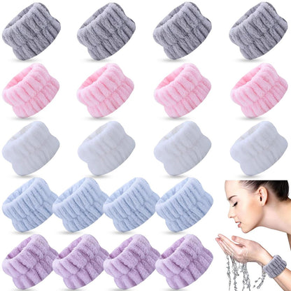 TS-MAYKA 20 Stück Armbänder zum Gesichtswaschen, Saugfähige Gesichtswasch-Armbänder, Spa-Handtuchbänder, Schönheitstuchbänder, Armband zum Gesichtswaschen, verhindert Wasserablauf an den Armen