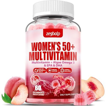 ZEGBALP Zuckerfreie Multivitamin Gummies für Frauen 50+ mit Calcium, Magnesium, Zink, Vitamin A, C, D3, E, K2, B-Komplex, Folsäure, Biotin – Haut, Energie, Immunsystem
