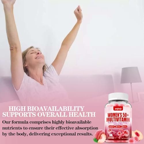 ZEGBALP Zuckerfreie Multivitamin Gummies für Frauen 50+ mit Calcium, Magnesium, Zink, Vitamin A, C, D3, E, K2, B-Komplex, Folsäure, Biotin – Haut, Energie, Immunsystem