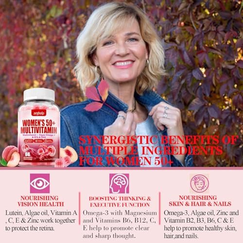 ZEGBALP Zuckerfreie Multivitamin Gummies für Frauen 50+ mit Calcium, Magnesium, Zink, Vitamin A, C, D3, E, K2, B-Komplex, Folsäure, Biotin – Haut, Energie, Immunsystem
