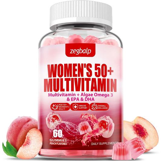 ZEGBALP Zuckerfreie Multivitamin Gummies für Frauen 50+ mit Calcium, Magnesium, Zink, Vitamin A, C, D3, E, K2, B-Komplex, Folsäure, Biotin – Haut, Energie, Immunsystem