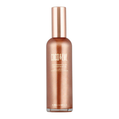 Coco & Eve Antioxidant Glow Shimmer Body Oil – Leichter Haut-Illuminator mit Perlmuttmineralien, natürlichem Glitzer und Antioxidantien für schimmernde, feuchtigkeitsspendende und gesunde Ausstrahlung (100 ml)