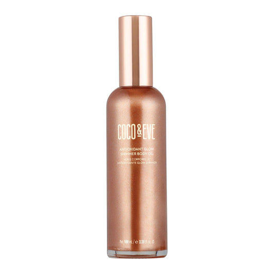 Coco & Eve Antioxidant Glow Shimmer Body Oil – Leichter Haut-Illuminator mit Perlmuttmineralien, natürlichem Glitzer und Antioxidantien für schimmernde, feuchtigkeitsspendende und gesunde Ausstrahlung (100 ml)