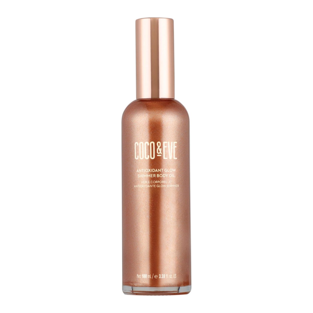 Coco & Eve Antioxidant Glow Shimmer Body Oil – Leichter Haut-Illuminator mit Perlmuttmineralien, natürlichem Glitzer und Antioxidantien für schimmernde, feuchtigkeitsspendende und gesunde Ausstrahlung (100 ml)