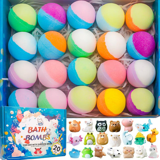 20er-Pack Badebomben für Kinder mit Überraschungs-Badespielzeug | Natürliche, organische Badebomben | Ostergeschenk, Geburtstagsgeschenk für Jungen & Mädchen ab 3 Jahren