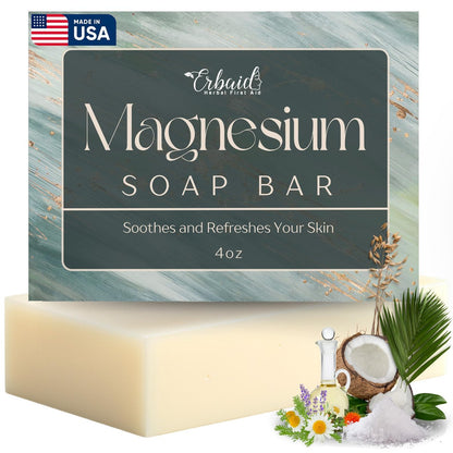 Erbaid Dead Sea Magnesium Seife – Tiefenreinigende, feuchtigkeitsspendende Körperseife für trockene, juckende und alle Hauttypen – Duschseife beruhigt Muskeln und Gelenke – Natürliches Peeling-Gesichts- und Körperwaschmittel, hergestellt in den USA