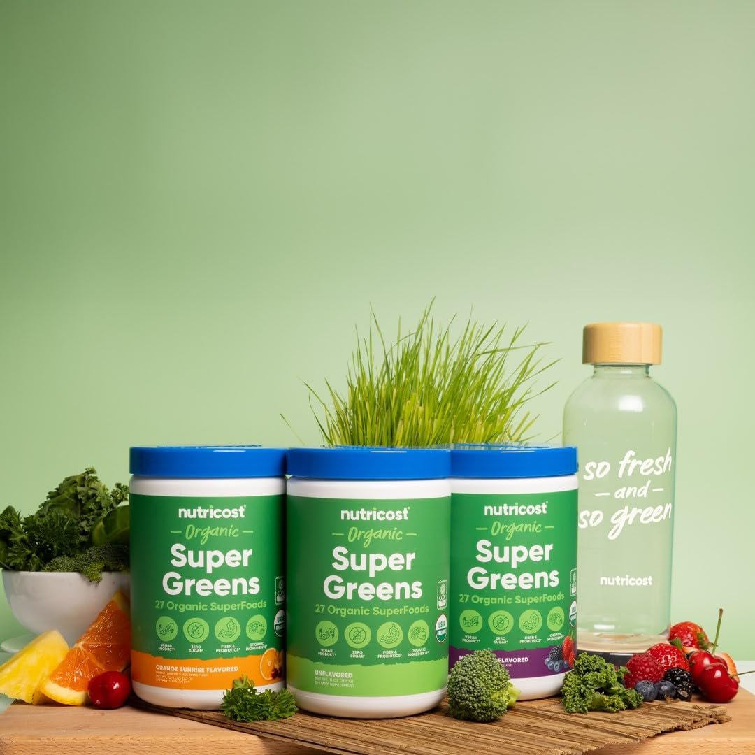 Nutricost Bio Super Greens Pulver (30 Portionen) - Superfood-Getränkemischung (30 Portionen, ohne Geschmack)