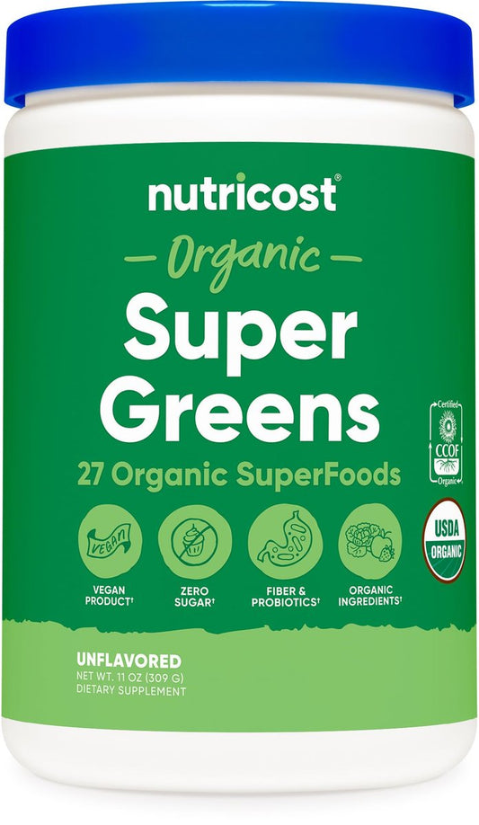 Nutricost Bio Super Greens Pulver (30 Portionen) - Superfood-Getränkemischung (30 Portionen, ohne Geschmack)