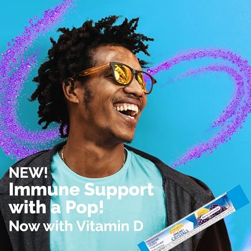 Emergen-C Immune Plus Kristalle – Immununterstützung für unterwegs mit Vitamin C, Vitamin D, B-Vitaminen, Zink und Mangan, Beeren-Zitronen-Geschmack – 28 Stick-Packs