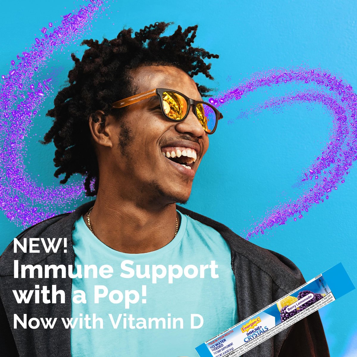 Emergen-C Immune Plus Kristalle – Immununterstützung für unterwegs mit Vitamin C, Vitamin D, B-Vitaminen, Zink und Mangan, Beeren-Zitronen-Geschmack – 28 Stick-Packs