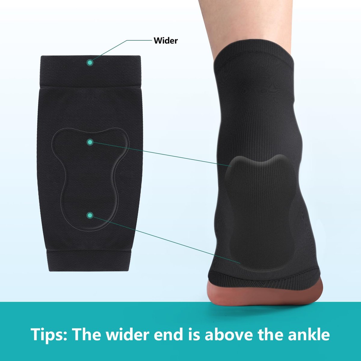 Promifun Premium Gel-Fersenstrümpfe – Kompressions-Fersenschoner für Haglund-Ferse, Bursitis, Tendonitis & Empfindlichkeit – 1 Paar, Reguläre Größe
