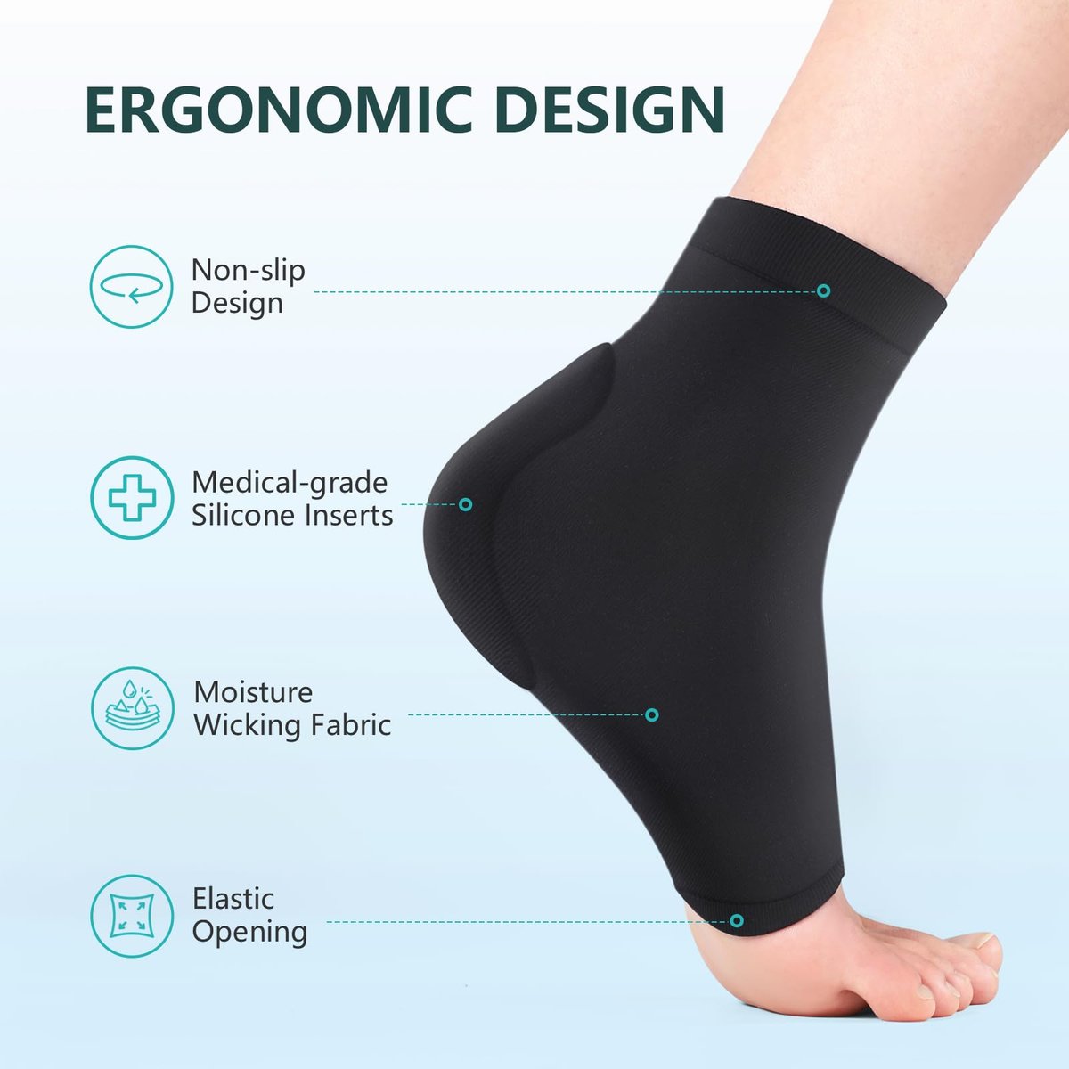 Promifun Premium Gel-Fersenstrümpfe – Kompressions-Fersenschoner für Haglund-Ferse, Bursitis, Tendonitis & Empfindlichkeit – 1 Paar, Reguläre Größe