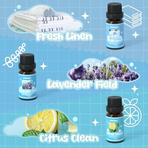 ARVIDSSON Wäschekollektion Bio-Öl-Set, natürliche ätherische Öle für Diffuser, geeignet für Wolltrocknerbälle – Frische Wäsche, Citrus Clean, Wäschetag, Kamillenglück, Lavendelfeld, Minzig